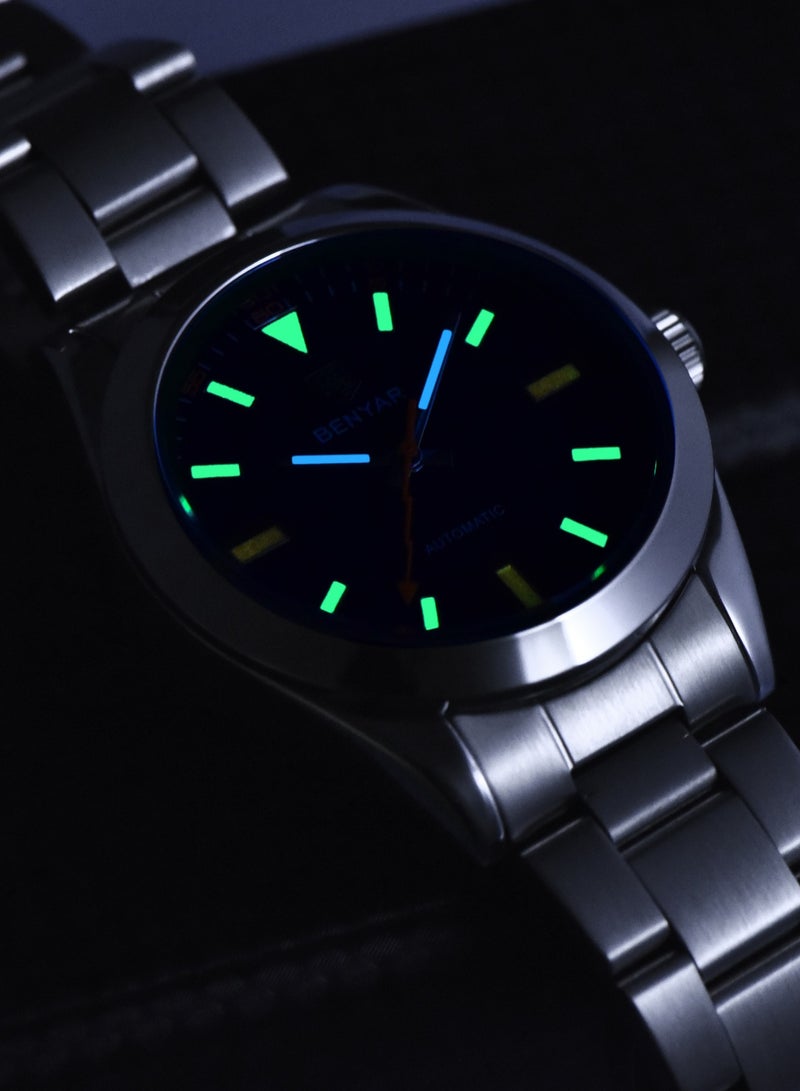 BENYAR New Men's Mechanical Automatic Watches, Luminous Hands, Daily Waterproof, Stainless Steel Strap, Men's Business Watch - Image 3