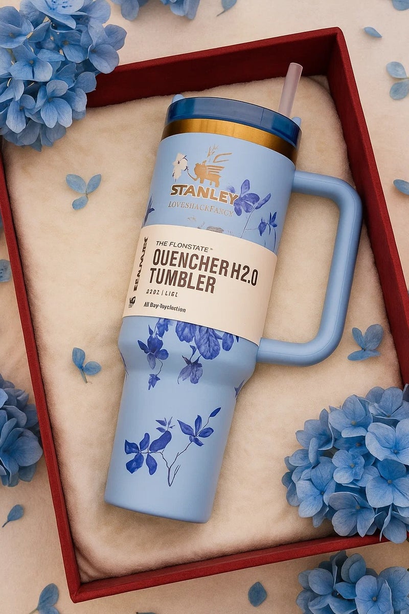 ستانلي كوب ستانلي الأصلي، كوب ستانلي مختوم، كوب ستانلي سعة 40 أونصة مزود بقشة ومقبض، كوب معزول بغطاء، كوب قهوة من الفولاذ المقاوم للصدأ بحالة تدفق H2.0 للمشروبات المثلجة الساخنة، كوب سفر بمقبض - Image 4