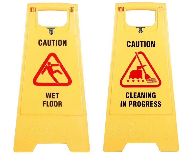 TARGET HYGIENE Plastic Caution Standing Board (Combo Of 2 Pcs Sign Board,Wet Floor And Cleaning in Progress Sign Board) - Image 1