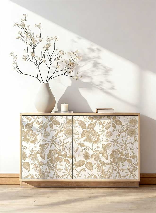 RAWAID Champagne Gold Floral Peel and Stick Wallpaper - 17.3" x 118" Removable Self-Adhesive Waterproof Vintage Flower & Butterfly Design PVC Wallpaper for Bedroom, Living Room, Cabinets, Home Decor - Image 5
