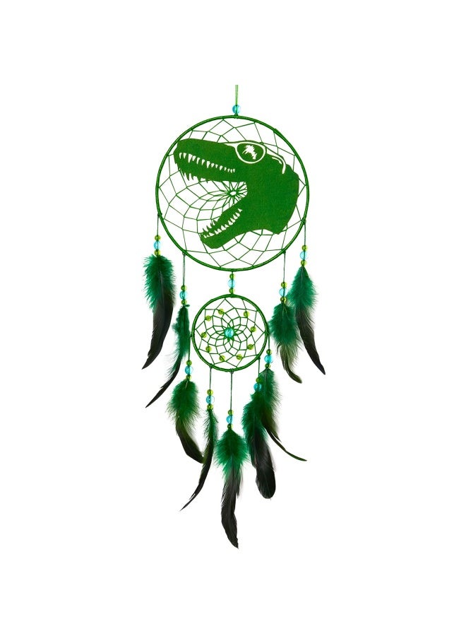Basumee Dinosaur Dream Catcher For Kids Feather Dream Catchers Handmade Home Décor Wall Hanging With Double Ring For Nursery Bedroom Boy Birthday Gi Feet - Image 1