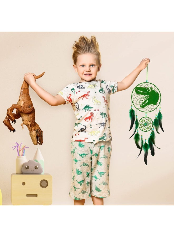 Basumee Dinosaur Dream Catcher For Kids Feather Dream Catchers Handmade Home Décor Wall Hanging With Double Ring For Nursery Bedroom Boy Birthday Gi Feet - Image 4