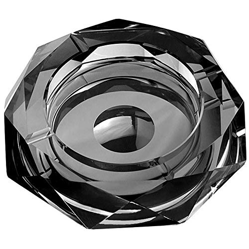 Amlong Crystal Octagon Black Large Crystal Ashtray 6 Inch X 6 Inch (150mm X 150mm) for Cigarettes or Cigars with Gift Box - Image 2