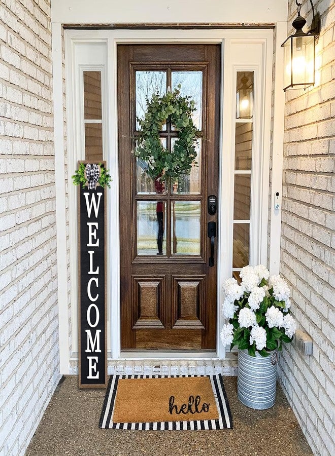 comurdyo 3D Outdoor Welcome Sign for Front Porch Standing 45"X9" Wood Frame Large Vertical Tall Leaner Welcome Signs Decor for Rustic Farmhouse Outside Home Front Door Decorations(Wood Black) - Image 2
