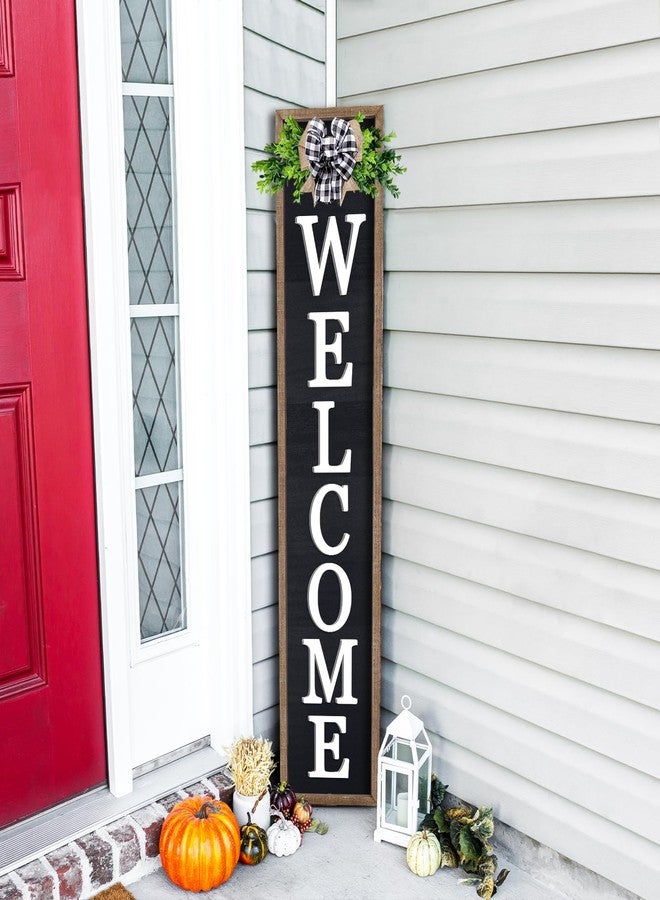 comurdyo 3D Outdoor Welcome Sign for Front Porch Standing 45"X9" Wood Frame Large Vertical Tall Leaner Welcome Signs Decor for Rustic Farmhouse Outside Home Front Door Decorations(Wood Black) - Image 1