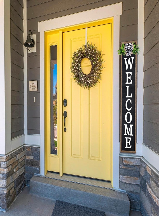 comurdyo 3D Outdoor Welcome Sign for Front Porch Standing 45"X9" Wood Frame Large Vertical Tall Leaner Welcome Signs Decor for Rustic Farmhouse Outside Home Front Door Decorations(Wood Black) - Image 4