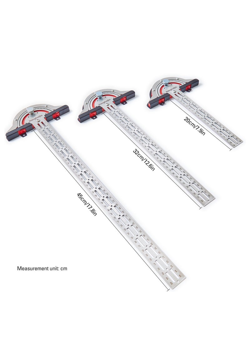 Hanghaijia Woodworking Side Ruler T Shape Adjustable Caliper Protractor, Stainless Steel Centimeter Scale Angle Measuring Scribing Tool  - Image 4