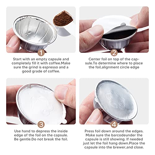 MG Coffee Reusable Vertuo Capsules Refillable Coffee Pods with Espresso Aluminum Foils for Nespresso Vertuo Coffee Machines GCA1 and De'Longhi ENV135S - Image 5