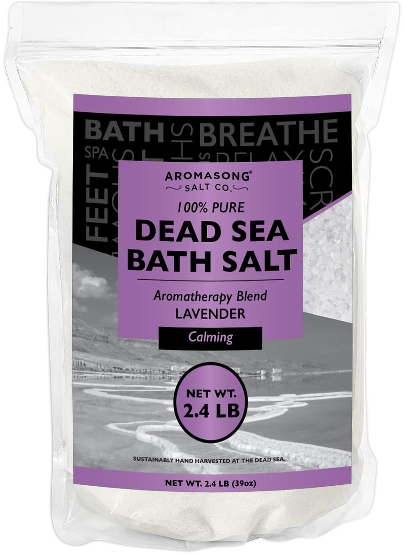 Aromasong Aromasong Pure Dead Sea Salt for Soaking with 100 Natural Lavender Essential Oil  243 LB Spa Bath Salt in Resealable Pack  Soak for Women  Men for Tired Muscles  Skin Issues 