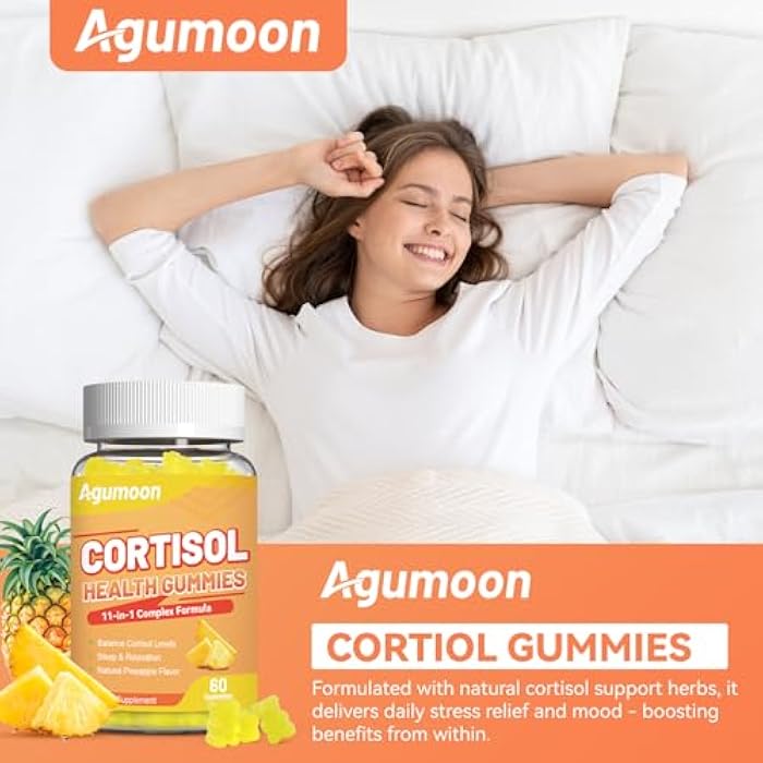 Agumoon Cortisol Gummies for Women, Cortisol Supplements with Ashwagandha, Magnesium, L-theanine, for Relaxation and Mood Support - 60 Gummies - Image 3