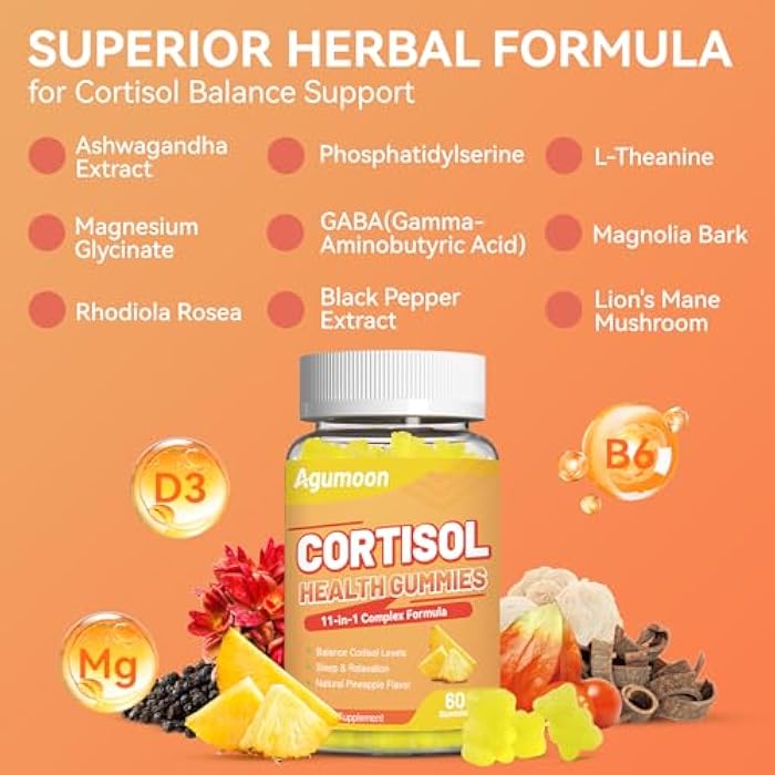 Agumoon Cortisol Gummies for Women, Cortisol Supplements with Ashwagandha, Magnesium, L-theanine, for Relaxation and Mood Support - 60 Gummies - Image 4