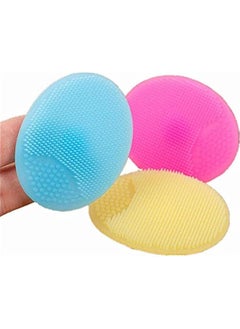 RYNX Silic Face Brush Skin Cleanser Soft Silic Face Cleanser Facial Cleansing Shower Bath Brush Deep Cleaning Handheld Mat 3 Blue Pink Yellow  - Image 1