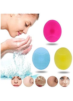 RYNX Silic Face Brush Skin Cleanser Soft Silic Face Cleanser Facial Cleansing Shower Bath Brush Deep Cleaning Handheld Mat 3 Blue Pink Yellow  - Image 3
