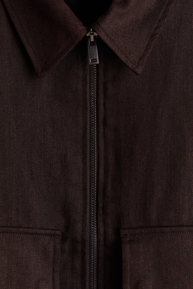 H&M  Linen-blend zip-through overshirt for Men | Best Price UAE