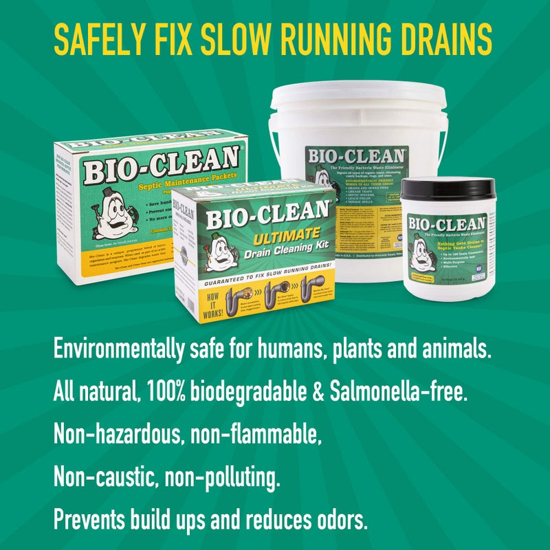 BioClean Bio-Clean Drain Septic 2# Can Cleans Drains- Septic Tanks - Grease Traps All Natural and 100% Guaranteed No Caustic Chemicals! Removes fats oil and grease, completely cleans your system. - Image 4