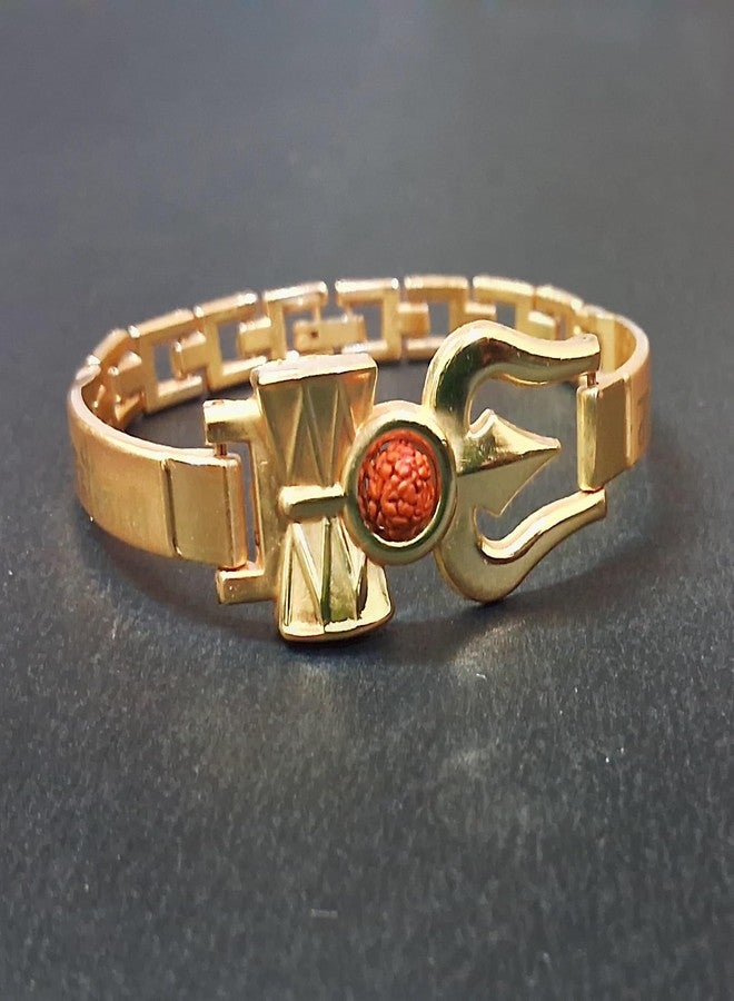 PICCOTI Gold Plated Mahakaal Bracelet with Rudraksha | Stylish and Trendy Bracelet for Boys & Girls | 18 cm - Image 3