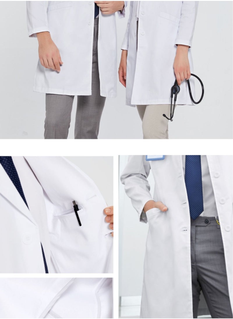 كينغ ماريوت DreamTec Ultra Soft UniSex معطف الطبيب معطف ثوب جراحي احترافي للذكور ، أصفاد بأزرار ، نسيج مقاوم للتنفس للتجاعيد ، مضاد للكهرباء الساكنة ومضاد للبيلينغ ، آمن للغسيل + مضاد للانكماش  - Image 5