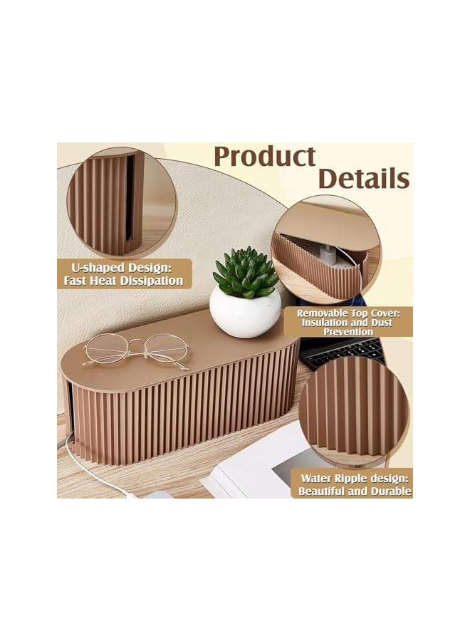 promass Cable Management Box, Cable Organizer Box Large Cord Organizer for Power Strips, TV Computer Wires Cable Hider Organizer Box for Home Office (Camel) - Image 2