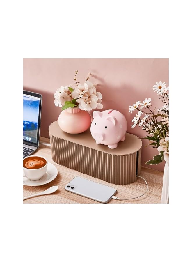 promass Cable Management Box, Cable Organizer Box Large Cord Organizer for Power Strips, TV Computer Wires Cable Hider Organizer Box for Home Office (Camel) - Image 4
