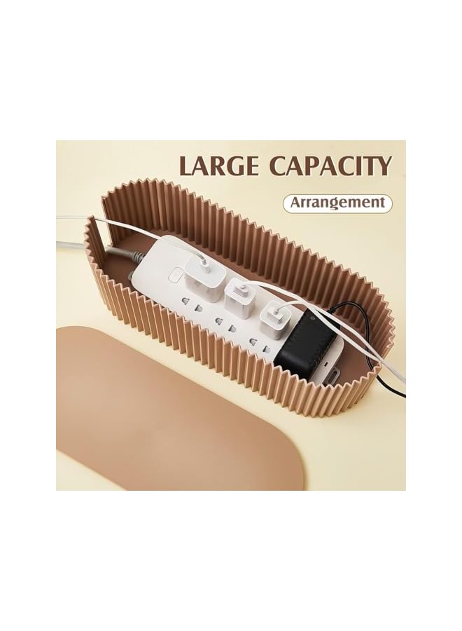 promass Cable Management Box, Cable Organizer Box Large Cord Organizer for Power Strips, TV Computer Wires Cable Hider Organizer Box for Home Office (Camel) - Image 5
