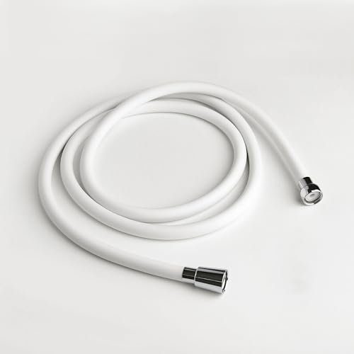 BODIBEAM Shower Hose Extra Long 79 Inches with Automatic Residual Water Discharge 360 Degree Rotation Replacement Hand Held Shower Hose for Shower Head Made in Korea Pure White - Image 1