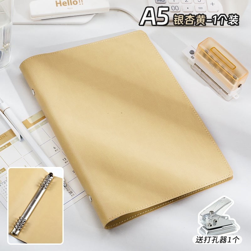 High-Value Soft Leather Loose-Leaf Book Case Binder Buckle Cover Removable Simple Loose-Leaf Notes - Image 1
