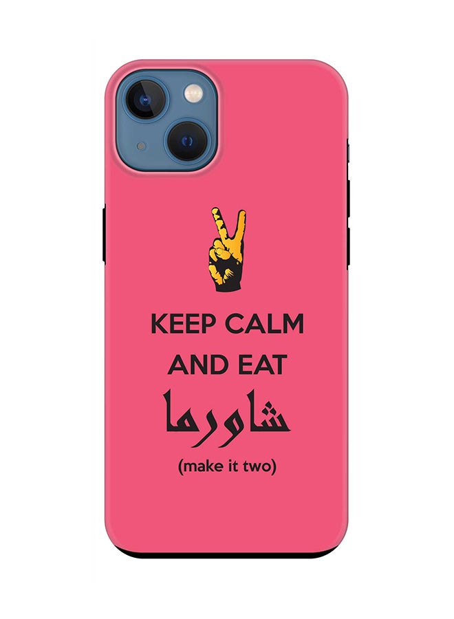 Stylizedd Tough Pro Case for iPhone 15 Plus Dual Layer Hybrid PC TPU Customized Mobile Cover Matte Finish Phone Case - Keep Calm And Eat Shawarma (Pink) - Image 1