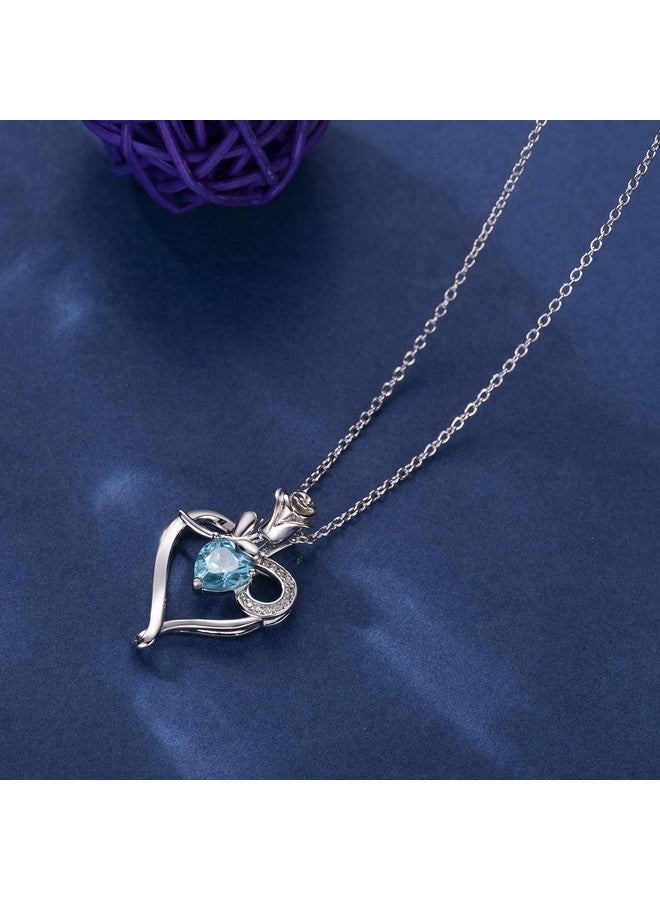 NINAMAID Heart Birthstone Necklace 925 Sterling Silver For Women Jewelry Flower Necklace For Mom Women Her Sister - Image 5