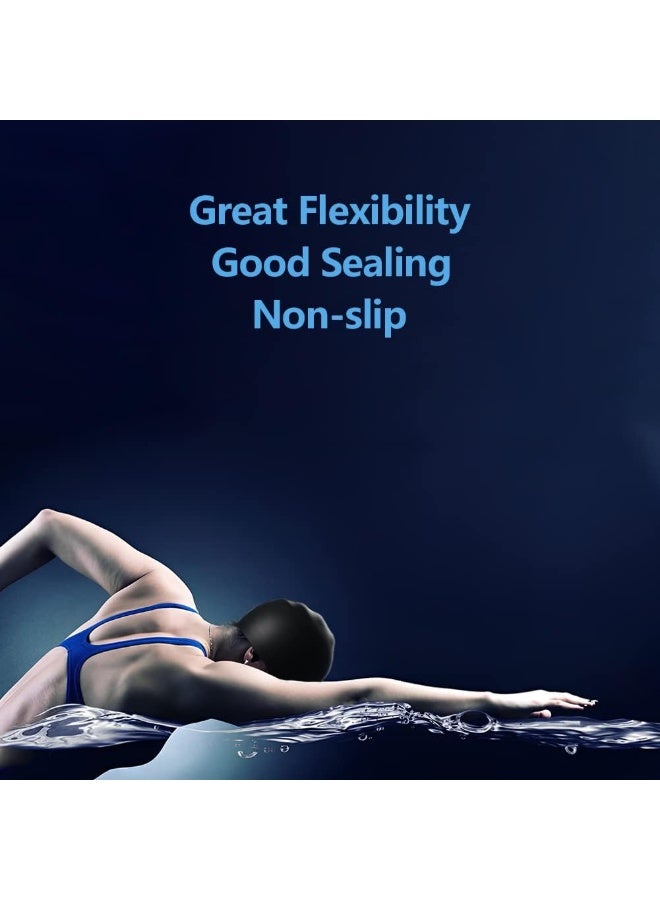SUCITY 2 Pcs Swim Hats,Silicone Swim Caps with Great Flexibility for Head Protection, Waterproof Swimming Caps with Good Sealing, Durable Silicone Swimming Hats with Internal Non-slip Texture Design - Image 2