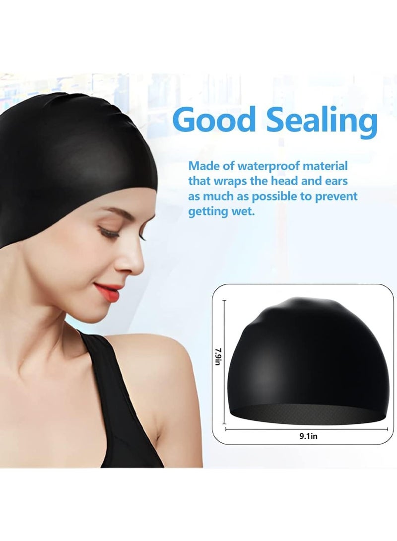 SUCITY 2 Pcs Swim Hats,Silicone Swim Caps with Great Flexibility for Head Protection, Waterproof Swimming Caps with Good Sealing, Durable Silicone Swimming Hats with Internal Non-slip Texture Design - Image 4