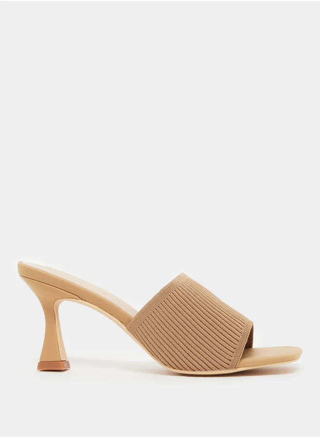 Styli Textured Open Toe Stiletto Heel Sandals