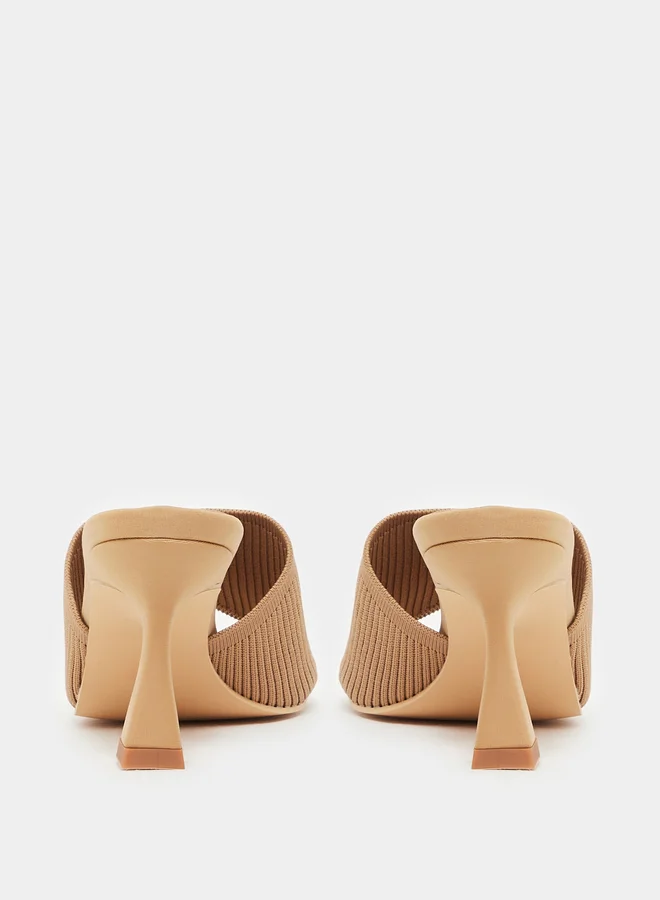 Styli Textured Open Toe Stiletto Heel Sandals