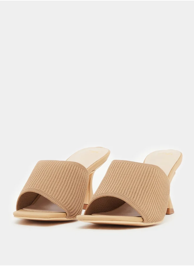 Styli Textured Open Toe Stiletto Heel Sandals