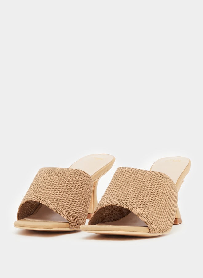 Textured Open Toe Stiletto Heel Sandals