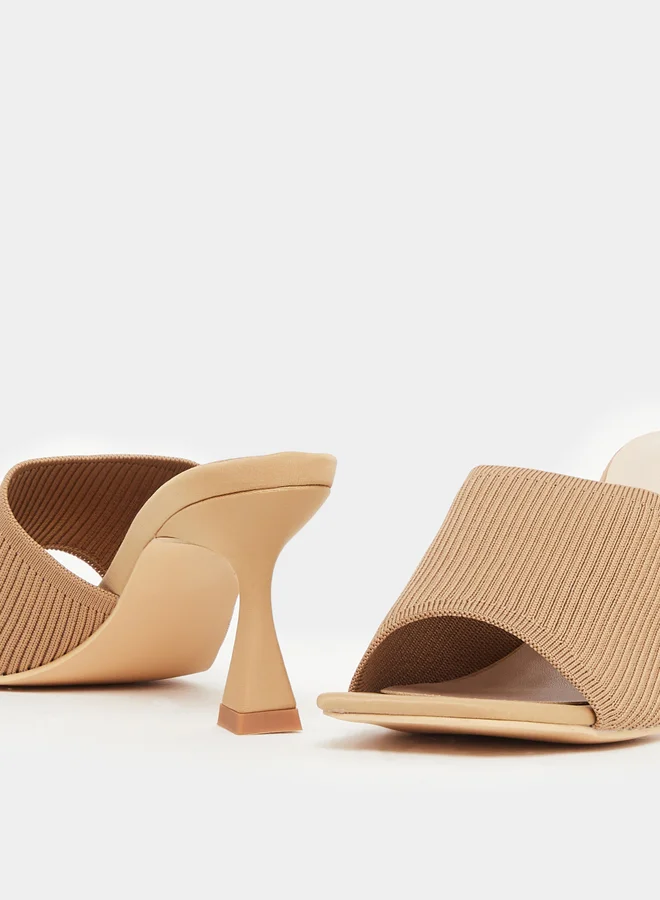 Styli Textured Open Toe Stiletto Heel Sandals