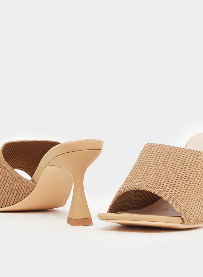 Textured Open Toe Stiletto Heel Sandals