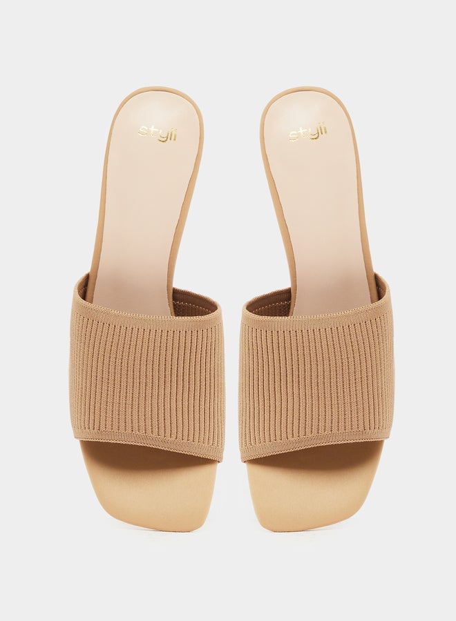 Textured Open Toe Stiletto Heel Sandals