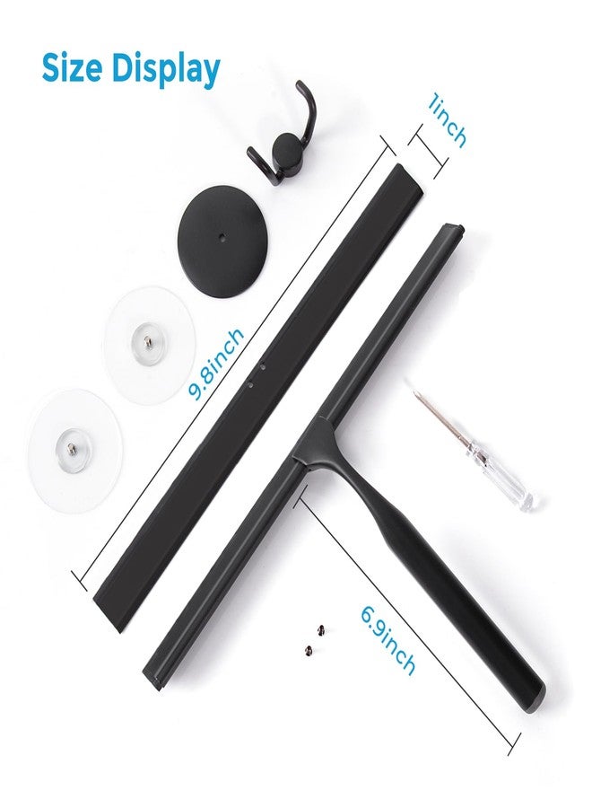 Quntis 10-Inch Matte Black Shower Squeegee for Glass Doors - Stainless Steel with Non-Slip Handle, Replacement Blade & Hook - Ideal for Bathroom, Mirrors, Tiles, and Car Windows - Image 4