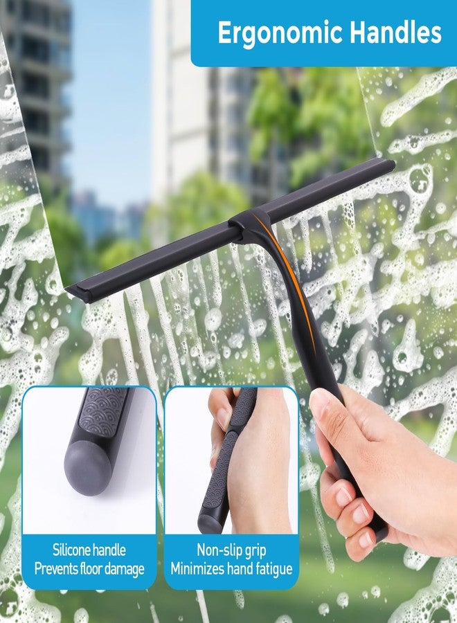 Quntis 10-Inch Matte Black Shower Squeegee for Glass Doors - Stainless Steel with Non-Slip Handle, Replacement Blade & Hook - Ideal for Bathroom, Mirrors, Tiles, and Car Windows - Image 3