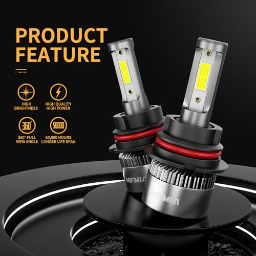 MIFMIA 𝟫𝟢𝟢𝟦 6500K White 800% Brightness 40000LM, Non-Polarity Plug and Play with Fan, IP68 Waterproof Off-Road Light Bulbs, Pack of 2 - Image 2