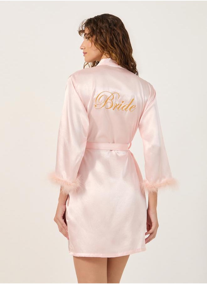 Styli - Satin Bride Nightdress with Feather Trim - Image 1