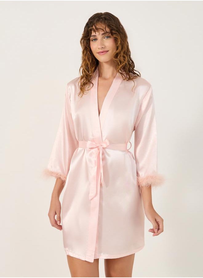 Styli - Satin Bride Nightdress with Feather Trim - Image 1