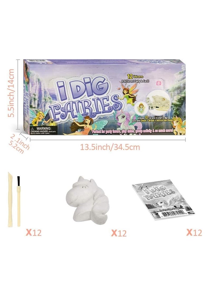 UKR I Dig Fairies 12 pc Stones Digging Unicorns Party Activity Kids Competition STEM Toys Playdate Birthday Craft Set Excavation - Image 3