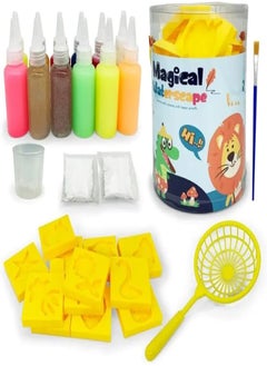Jar Magic Water Toy Set Magic Water 3D Plastic Glass Gel with Water Game Molds for Children DIY Sea Life Games 12 Color Bottles + 16 Shapes Each shape has two sides