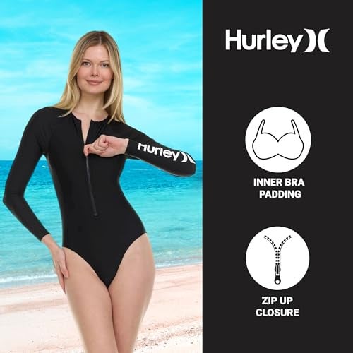 Hurley Long Sleeve Womens One Piece Swimsuits, Swimsuit for Women, Bathing Suit for Women, Swim Suit UPF 50+ SPF UV Protected Black - Image 5