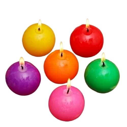 ROKOO Diwali Candle Unscented 3 Inch Round Ball Pillar Candles - 24 Hour - Premium European Quality - Wedding, Party, Church, Spa, and Home Decoration Smokeless Dripless Paraffin Wax Candles Gift Pack of 6 - Image 1