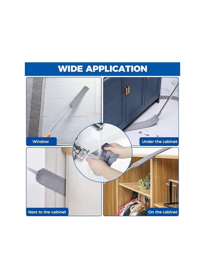 promass Retractable Gap Dust Cleaner Cleaning Tools, Retractable Duster Brush, for Cleaning Under Appliances Furniture Couch Fridge, with 2 Microfiber Dusting Cloths Long Handle Washable - Image 2