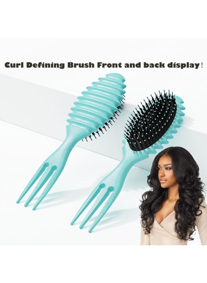 3-in-1 Curl Defining and Styling Hair Brush with Flexible Cushion, Ball-Tipped Nylon Bristles, Three-Pronged Sectioning Pick, Lightweight 105 g, 27 cm - Image 4