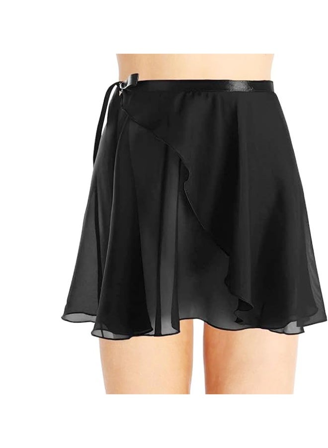 Women's Black Chiffon Adjustable Ballet Wrap Skirt for Dance & Gymnastics (One Size) - Image 1