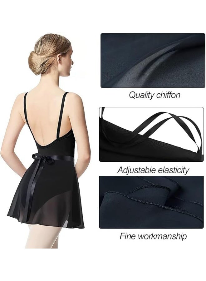 Women's Black Chiffon Adjustable Ballet Wrap Skirt for Dance & Gymnastics (One Size) - Image 3